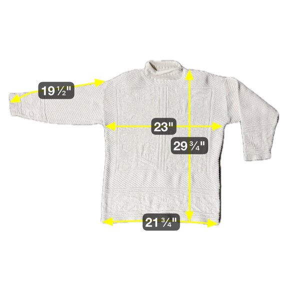 Vintage Knit Sweater Hunt Club Cream White 90s Shoulder Pads Mock Neck Mom Style - Picture 10 of 10